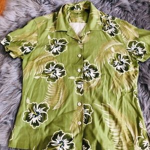 Eagle Dry Goods Hawaiian Silk Green Shirt-size M